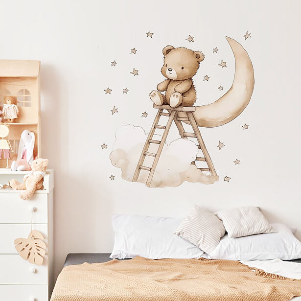 Sipo Nástenné samolepky do detskej izby, Teddy bear on a ladder
