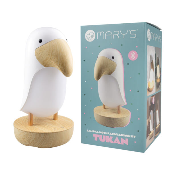Mary's LED Noční lampička a Bluetooth reproduktor 2v1 - tukan, bílý