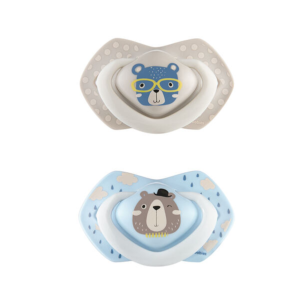 CANPOL BABIES A - Set symetrických silikonových dudlíků 0-6m BONJOUR PARIS modrý 