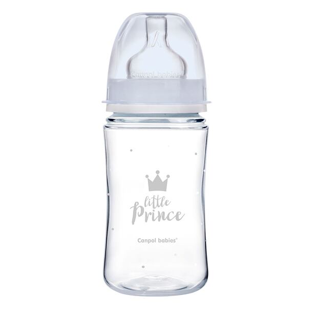 Canpol babies Fľaša so širokým hrdlom ROYAL BABY 240ml modrá