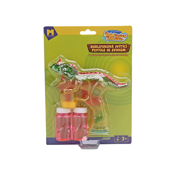 MAC TOYS Bublifuková pištoľ dinosaurus so zvukom