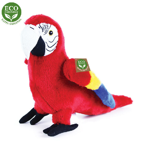 Papagal de pluș roșu Ara Arakanga 24 cm ECO-FRIENDLY