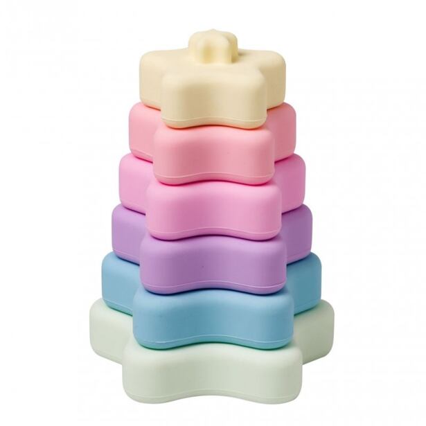 Saro Baby silikónové stohovacie hryzátka Rainbow