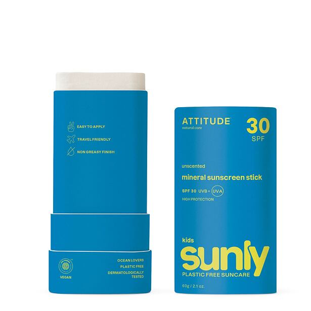 ATTITUDE Dětská 100% minerální ochranná tyčinka na celé tělo (SPF 30) bez vůně 60 g