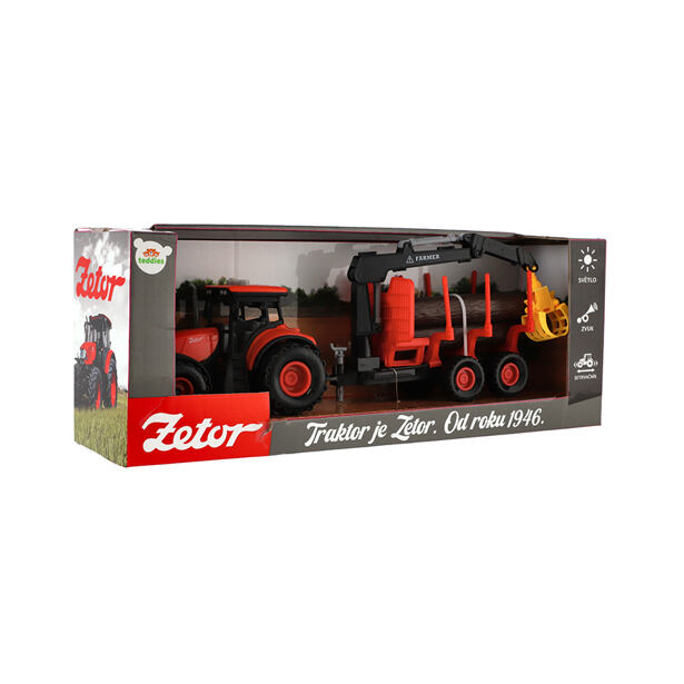 Traktor Zetor s vlekem a nákladním ramenem