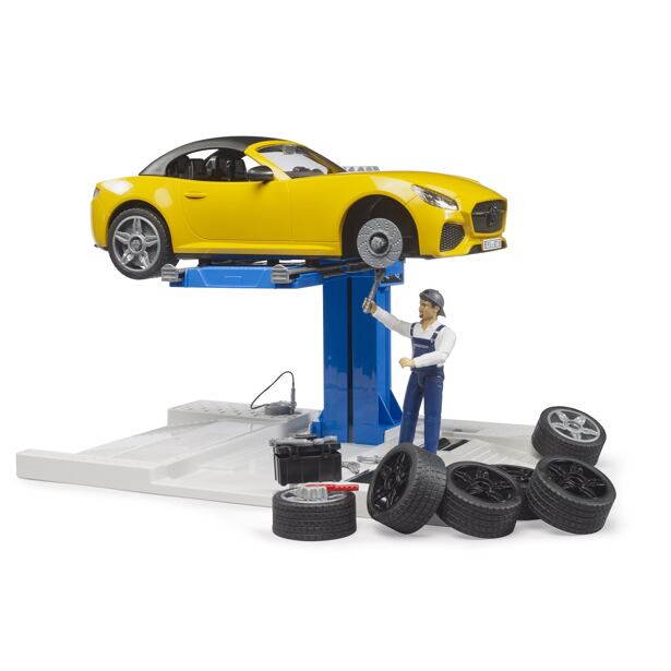 Bruder Autodielňa, zdviž, auto, figúrka