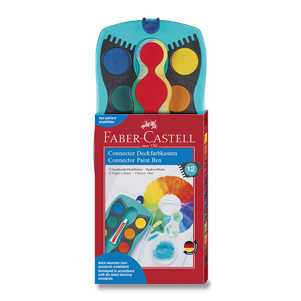 FABER-CASTELL Vodové barvy Connector 12 barev, průměr 30 mm