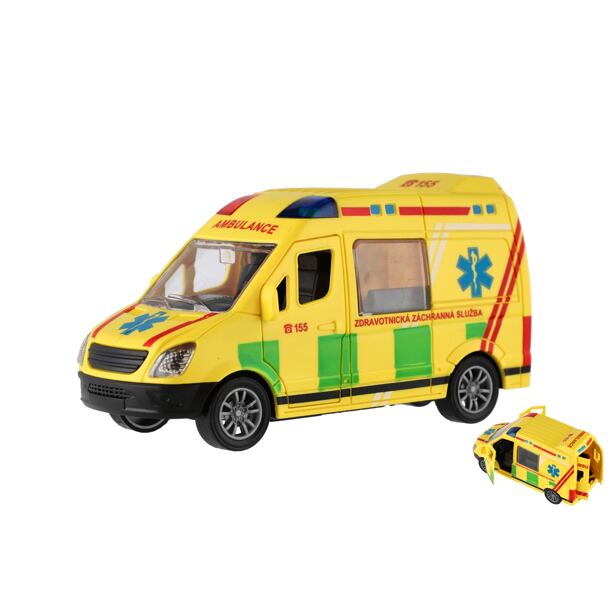 Teddies Auto ambulancia plast 12 cm na zotrvačník CZ
