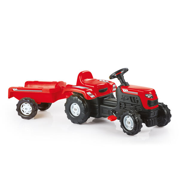 DOLU Šliapací traktor Ranchero s vlečkou, červený