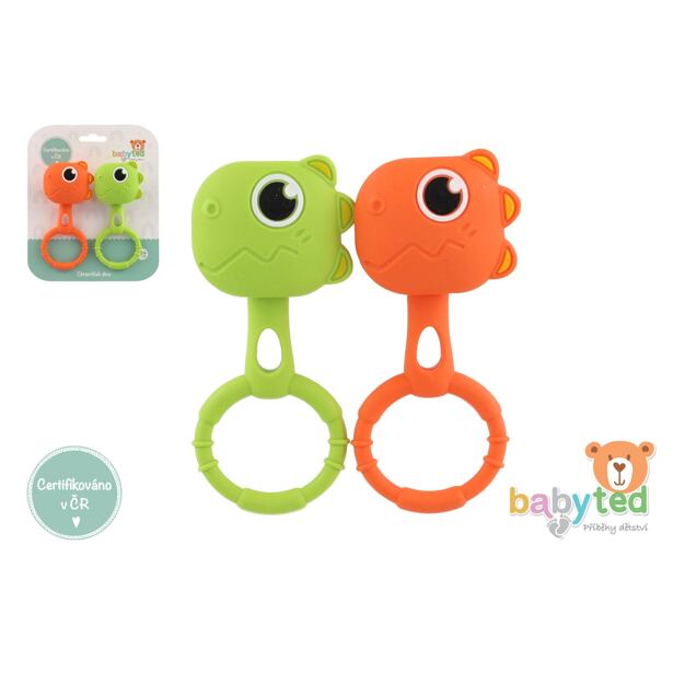 Babyted Chrastíček dino 2ks chrastítko silikon 13x5cm