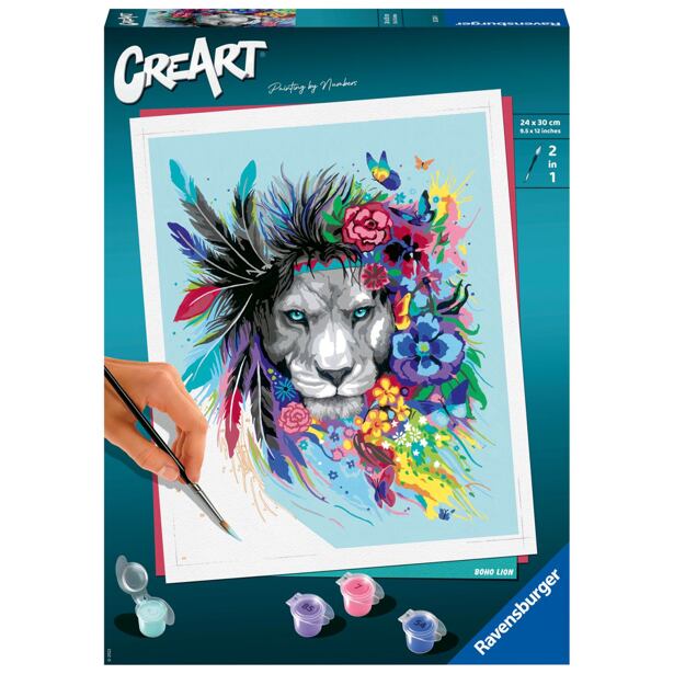 Ravensburger CreArt Pestrofarebný lev s kvetinami
