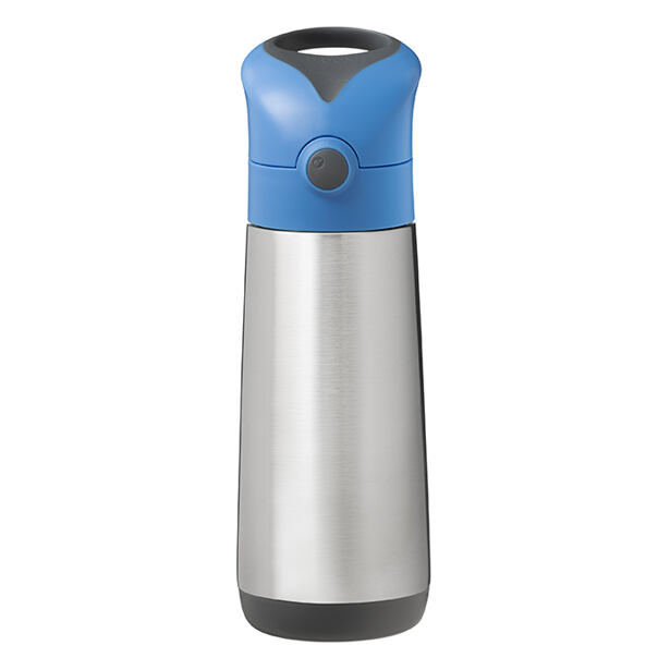 b.box Termoska na pitie so slamkou 500 ml - modrá/sivá