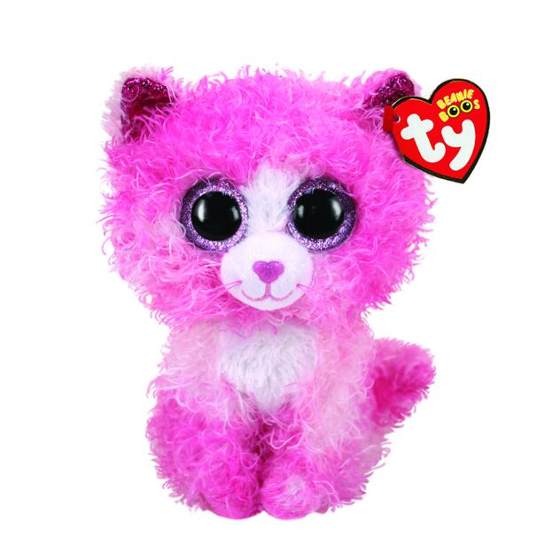 TY Beanie Boos REAGAN, 15 cm - růžová kudrnatá kočka