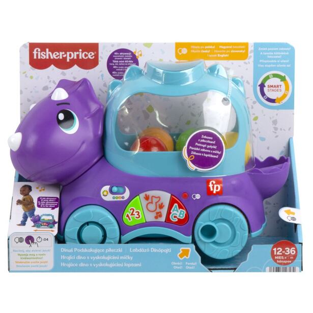 Mattel Fisher Price HRAJÍCÍ DINO S VYSKAKUJÍCÍMI MÍČKY CZ/SK/EN/PL/HU