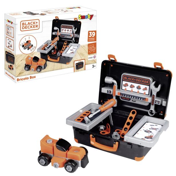 Smoby Black & Decker Kufřík Bricolo s autem a nářadím