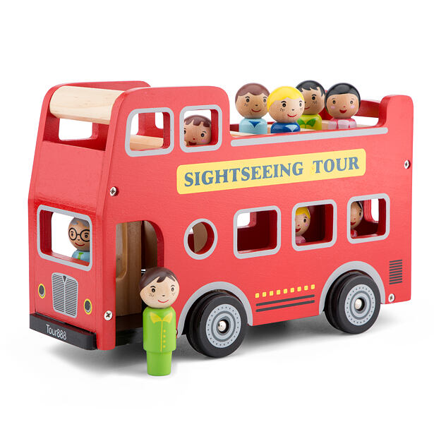 New Classic Toys Červený mestský autobus + 9 figúrok cestujúcich