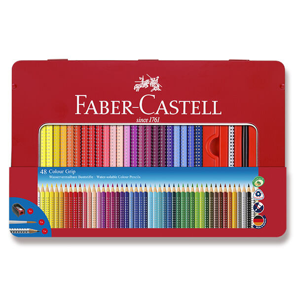 FABER-CASTELL Pastelky Grip 2001, 48 barev, plechová krabička