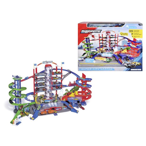 Majorette Garáž Super City + 6 autíčok a vlak
