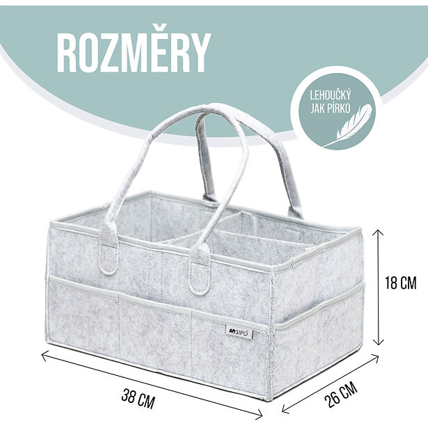 Sipo Organizér nejen na hygienické potřeby pro děti, plstěný, ŠEDÝ