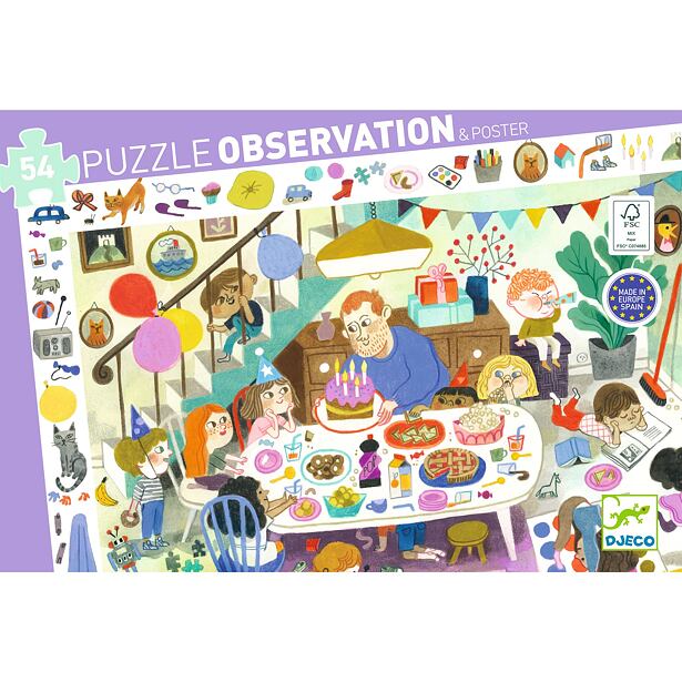DJECO Vyhledávací puzzle Narozeninová party - 53 pcs