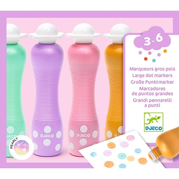 DJECO  Velké fixy s razítky teček Pearly