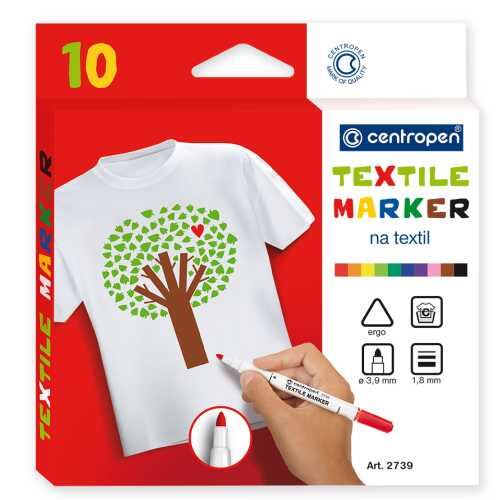 Centropen Značkovač 2739 sada 10 farieb na textil