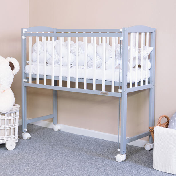 Detská prístavná postieľka New Baby MATEO 90x40 cm bielo-šedá