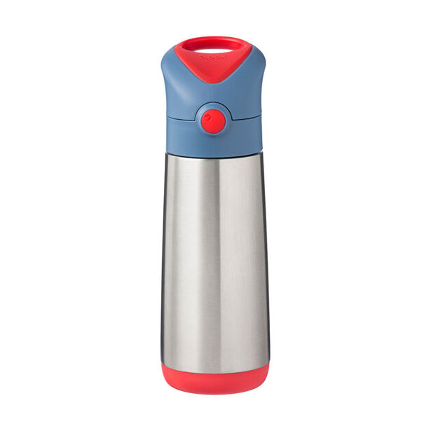 b.box Termoska na pitie so slamkou 500 ml - modrá/červená