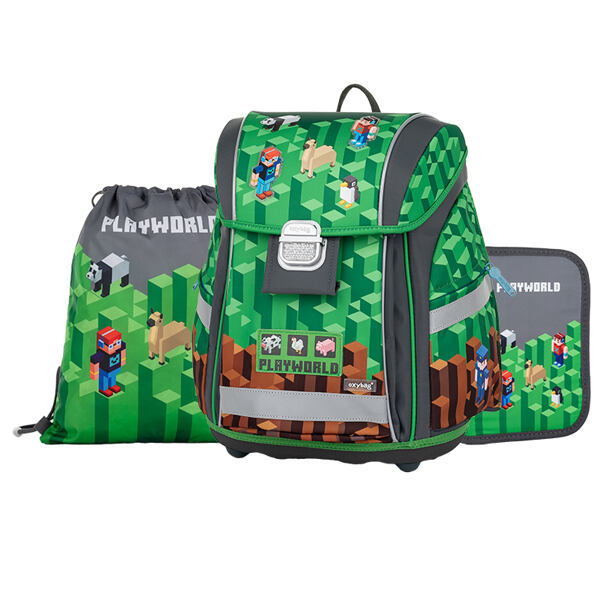 Oxybag Školní set 3ks PREMIUM LIGHT - Playworld ( batoh, penál, sáček)