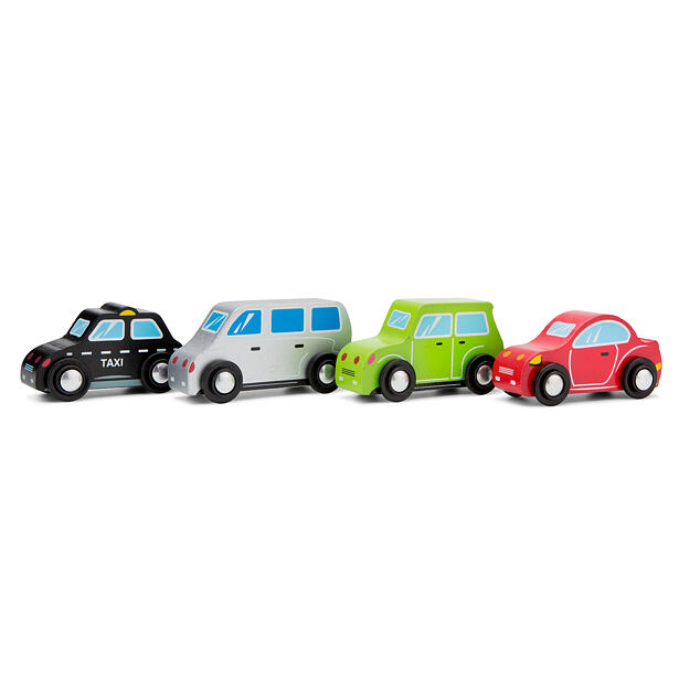 New Classic Toys Sada dřevěných mini autíček, 4 ks