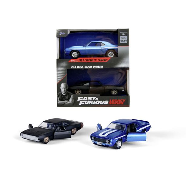Jada Rýchlo a zbesilo Twin Pack Chevrolet Camaro 1969 a Dodge Charge Wide Body 1968, 1:32