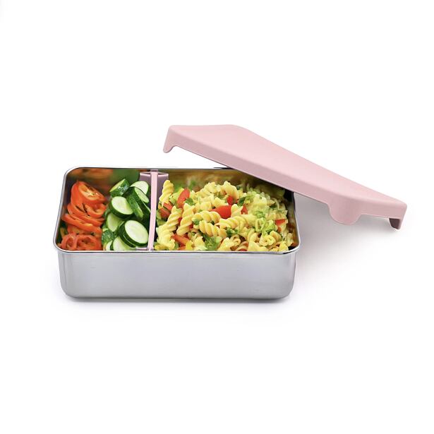 Nerezový Bento box 740 ml se silikonovým víkem - růžový