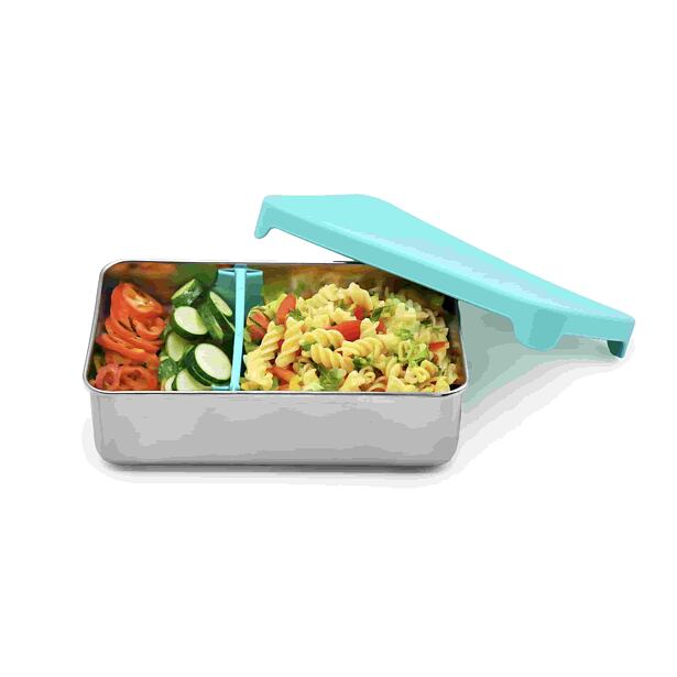 Nerezový Bento box 740 ml se silikonovým víkem - modrý