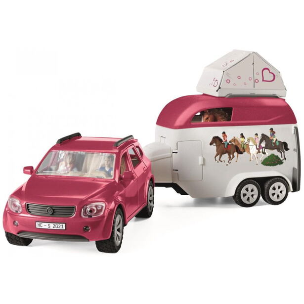 Schleich Dobrodružné auto s prívesom a koňom