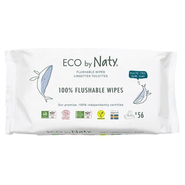 ECO vlhčené obrúsky Naty bez vône - splachovateľné (56 ks)