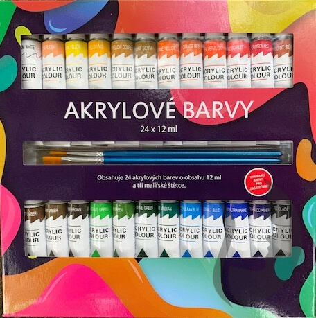 SMT Akrylové farby 24x12ml 3x štetec