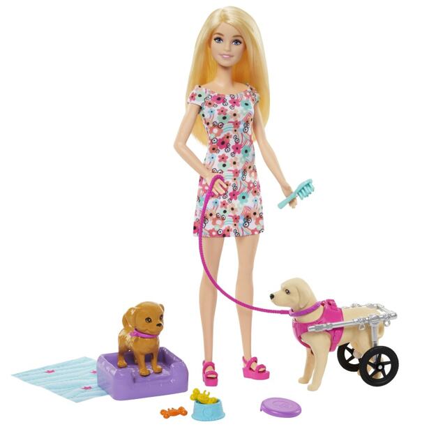 Mattel Barbie Panenka a pejsek s invalidním vozíčkem