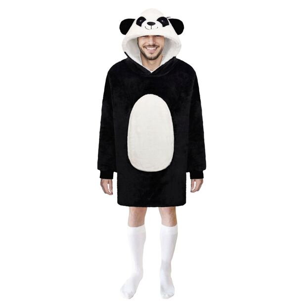 Cozy Noxxiez CH367 Panda - hrejivá televízna mikinová deka s kapucňou pre teenagerov a dospelých