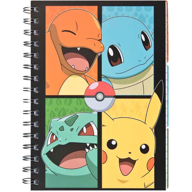 Špirálový zápisník s 3 záložkami Pokemon