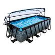 EXIT Frame Pool 4x2x1m (12v Sand filter) – Stone Grey + Dome + Heat Pump