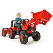 FALK Šliapací traktor Kubota s nakladačom a vozíkom - červený