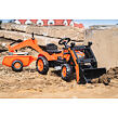 FALK Šliapací traktor Kubota s nakladačom, s otočným bagrom a prívesom - oranžový