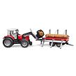 Bruder MASSEY FERGUSON Traktor + Holztransporter