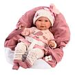 Llorens M740-14 Obleček pro panenku miminko NEW BORN velikosti 40-42 cm s nosítkem do ruky