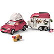 Schleich Dobrodružné auto s prívesom a koňom
