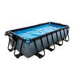 EXIT Frame Pool 4x2x1m (12v Sand filter) – Stone Grey + Dome + Heat Pump