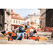 FALK Šliapací traktor Kubota s nakladačom, s otočným bagrom a prívesom - oranžový