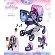 DeCuevas 81776 Skladací kočík pre bábiky 3 v 1 s taškou Magic Bubble 2024 - 73 cm
