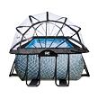 EXIT Frame Pool 4x2x1m (12v Sand filter) – Stone Grey + Dome + Heat Pump