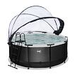 EXIT Frame Pool o360x122cm (12v Sand filter) – Black-Leather Style + Dome